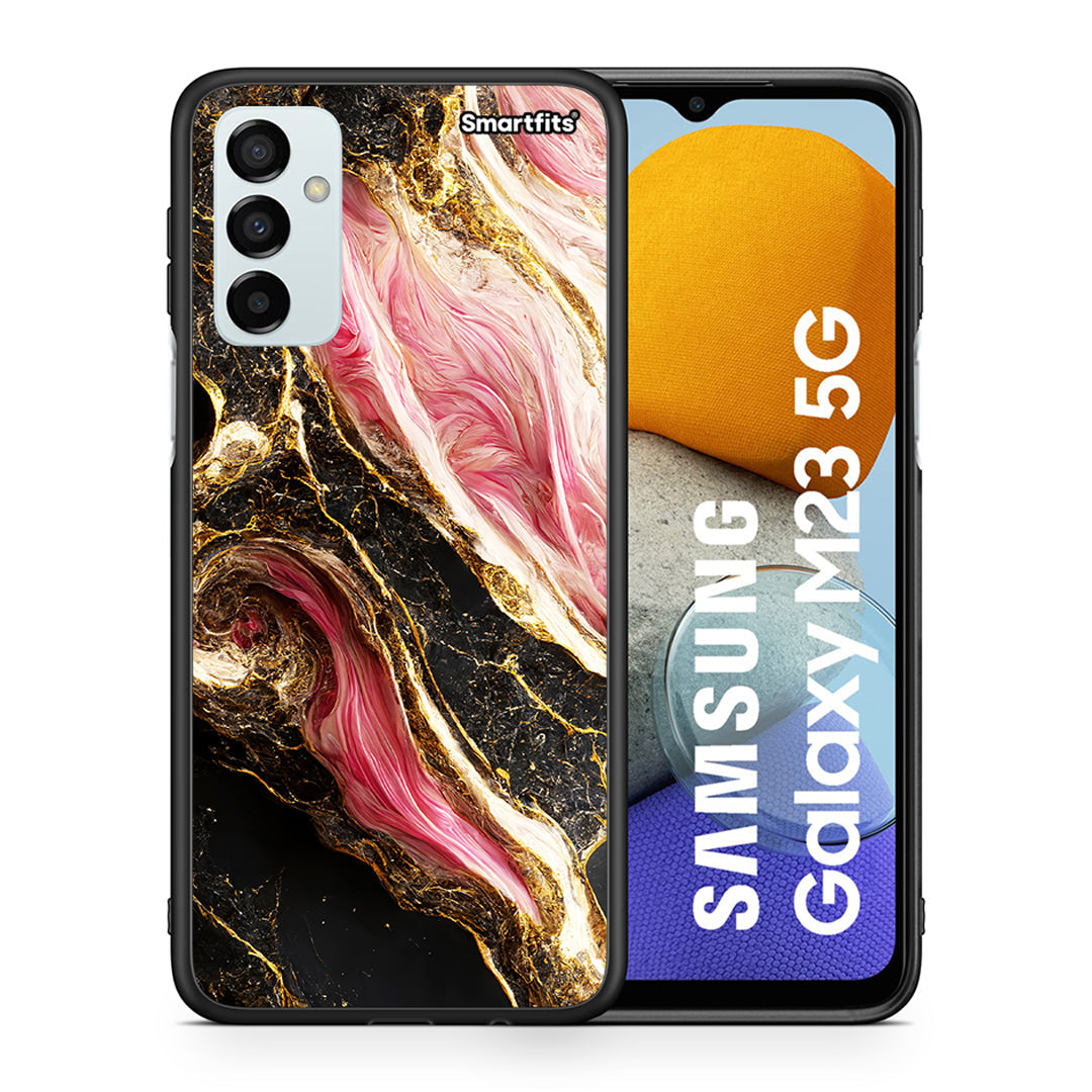 Θήκη Samsung M23 Glamorous Pink Marble από τη Smartfits με σχέδιο στο πίσω μέρος και μαύρο περίβλημα | Samsung M23 Glamorous Pink Marble case with colorful back and black bezels