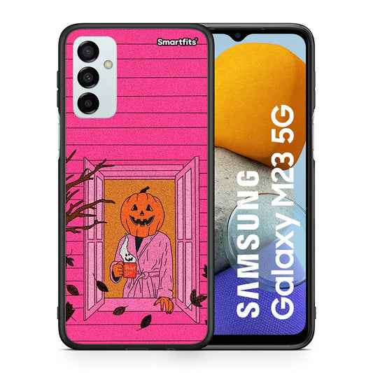 Θήκη Samsung M23 Halloween Pumpkin Lady από τη Smartfits με σχέδιο στο πίσω μέρος και μαύρο περίβλημα | Samsung M23 Halloween Pumpkin Lady case with colorful back and black bezels