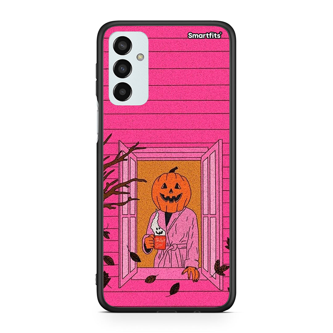 Samsung M23 Halloween Pumpkin Lady θήκη από τη Smartfits με σχέδιο στο πίσω μέρος και μαύρο περίβλημα | Smartphone case with colorful back and black bezels by Smartfits