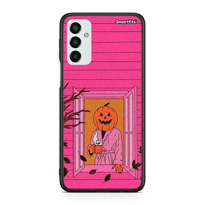 Samsung M23 Halloween Pumpkin Lady θήκη από τη Smartfits με σχέδιο στο πίσω μέρος και μαύρο περίβλημα | Smartphone case with colorful back and black bezels by Smartfits