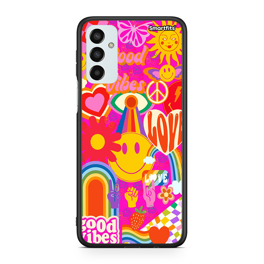 Samsung M23 Hippie Love θήκη από τη Smartfits με σχέδιο στο πίσω μέρος και μαύρο περίβλημα | Smartphone case with colorful back and black bezels by Smartfits