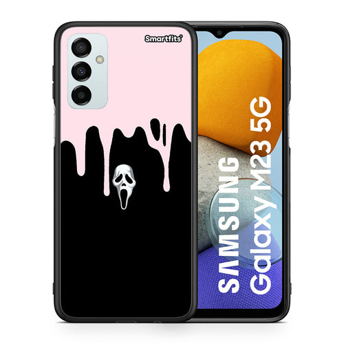 Θήκη Samsung M23 Melting Halloween Mask από τη Smartfits με σχέδιο στο πίσω μέρος και μαύρο περίβλημα | Samsung M23 Melting Halloween Mask case with colorful back and black bezels