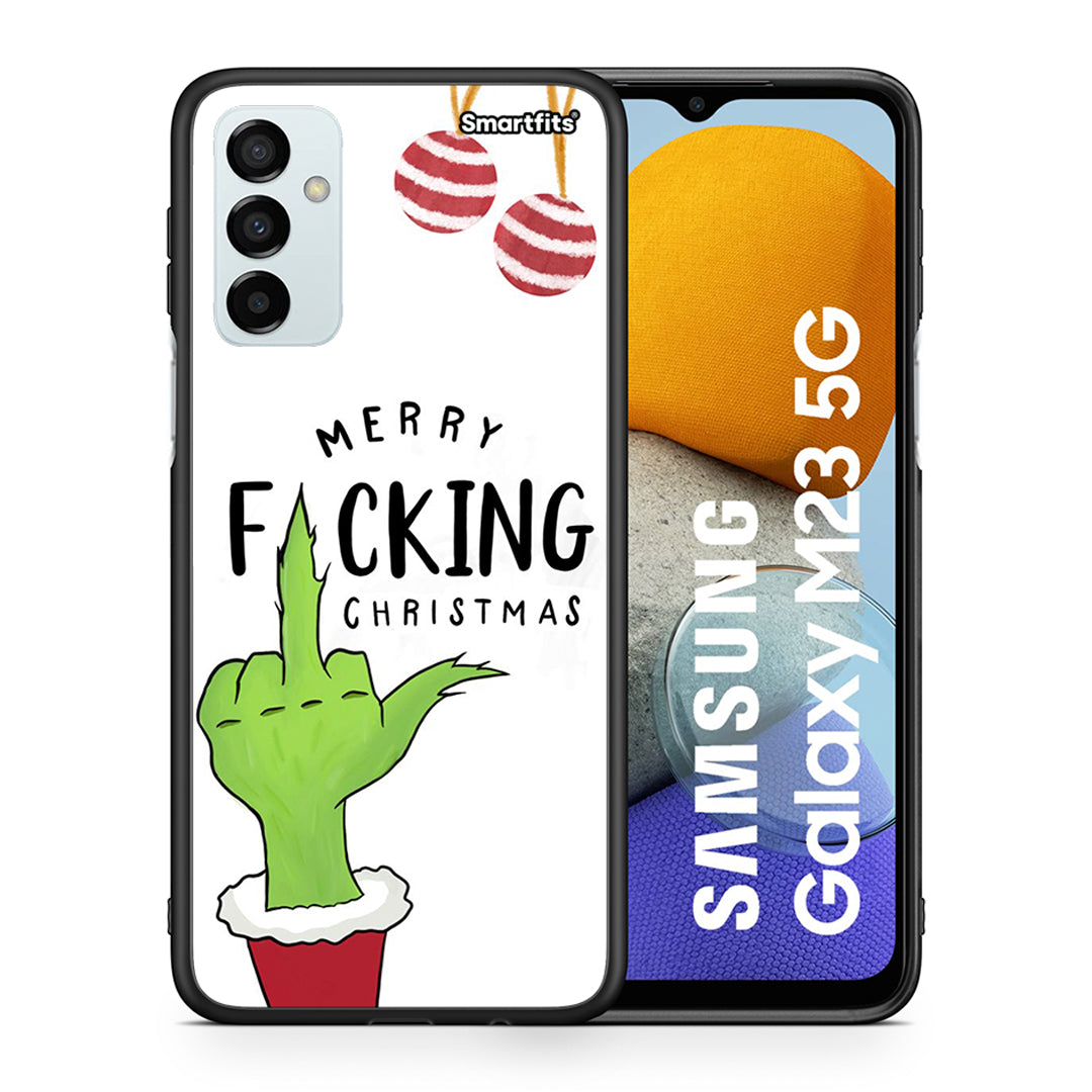 Θήκη Samsung M23 Merry F Xmas από τη Smartfits με σχέδιο στο πίσω μέρος και μαύρο περίβλημα | Samsung M23 Merry F Xmas case with colorful back and black bezels