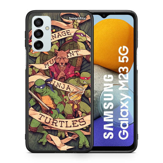 Θήκη Samsung M23 Ninja Turtles από τη Smartfits με σχέδιο στο πίσω μέρος και μαύρο περίβλημα | Samsung M23 Ninja Turtles case with colorful back and black bezels