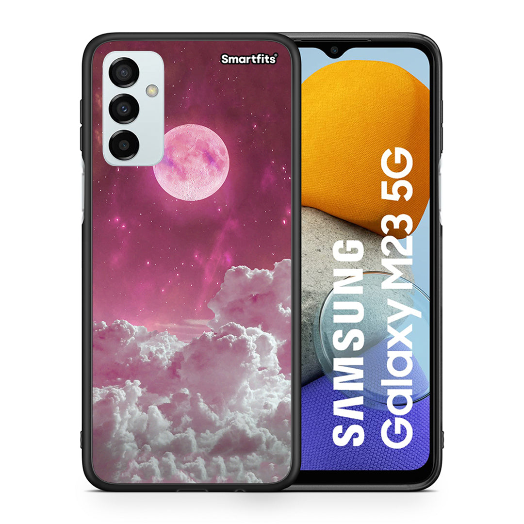 Θήκη Samsung M23 Pink Moon από τη Smartfits με σχέδιο στο πίσω μέρος και μαύρο περίβλημα | Samsung M23 Pink Moon case with colorful back and black bezels