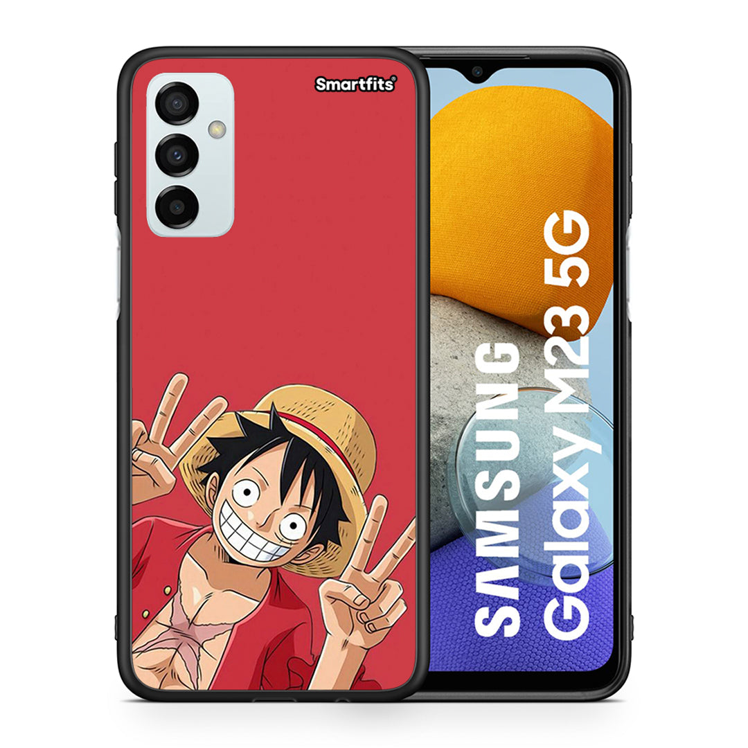 Θήκη Samsung M23 Pirate Luffy από τη Smartfits με σχέδιο στο πίσω μέρος και μαύρο περίβλημα | Samsung M23 Pirate Luffy case with colorful back and black bezels