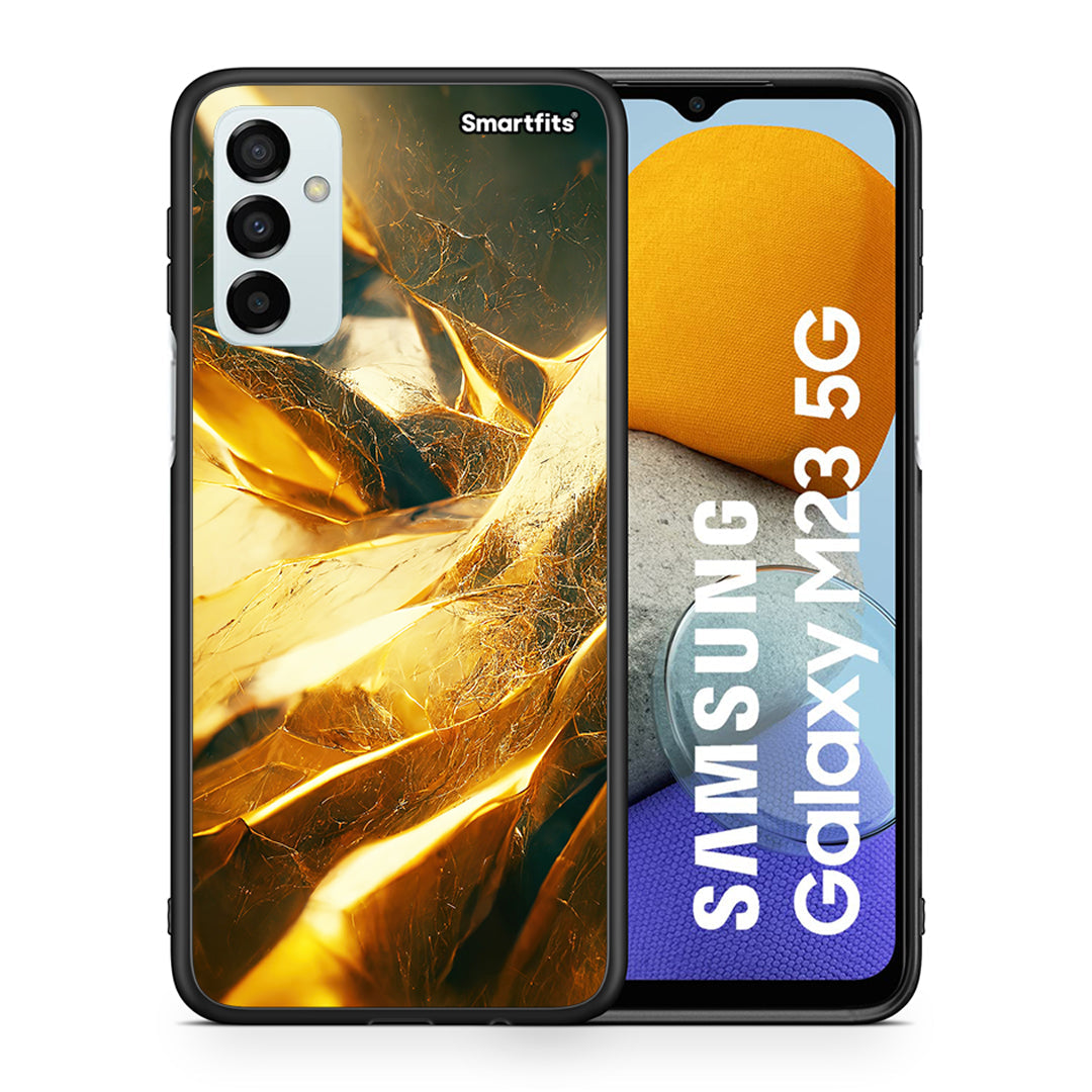 Θήκη Samsung M23 Real Gold από τη Smartfits με σχέδιο στο πίσω μέρος και μαύρο περίβλημα | Samsung M23 Real Gold case with colorful back and black bezels
