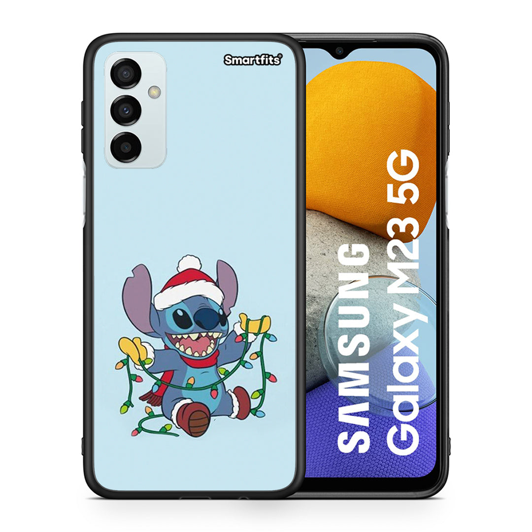 Θήκη Samsung M23 Santa Stich από τη Smartfits με σχέδιο στο πίσω μέρος και μαύρο περίβλημα | Samsung M23 Santa Stich case with colorful back and black bezels