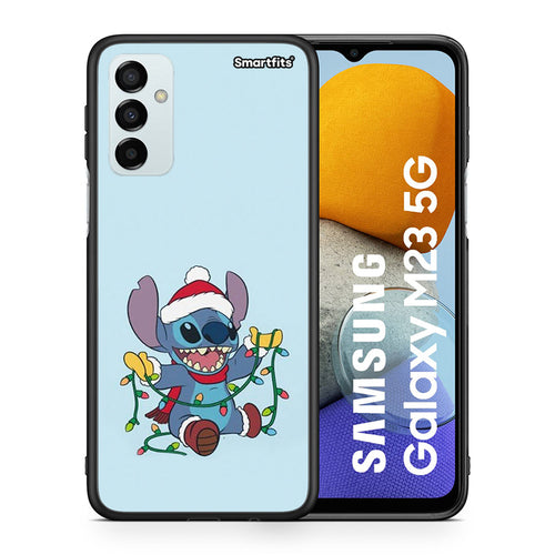 Θήκη Samsung M23 Santa Stich από τη Smartfits με σχέδιο στο πίσω μέρος και μαύρο περίβλημα | Samsung M23 Santa Stich case with colorful back and black bezels