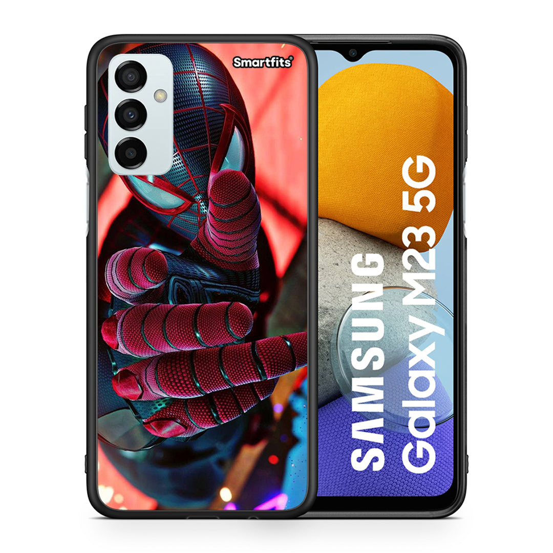 Θήκη Samsung M23 Spider Hand από τη Smartfits με σχέδιο στο πίσω μέρος και μαύρο περίβλημα | Samsung M23 Spider Hand case with colorful back and black bezels