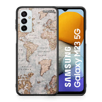 Thumbnail for Θήκη Samsung M23 World Map από τη Smartfits με σχέδιο στο πίσω μέρος και μαύρο περίβλημα | Samsung M23 World Map case with colorful back and black bezels