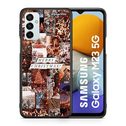 Θήκη Samsung M23 Xmas Collage από τη Smartfits με σχέδιο στο πίσω μέρος και μαύρο περίβλημα | Samsung M23 Xmas Collage case with colorful back and black bezels