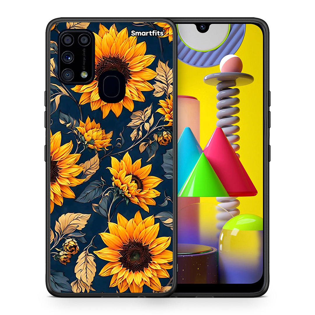 Θήκη Samsung M31 Autumn Sunflowers από τη Smartfits με σχέδιο στο πίσω μέρος και μαύρο περίβλημα | Samsung M31 Autumn Sunflowers case with colorful back and black bezels