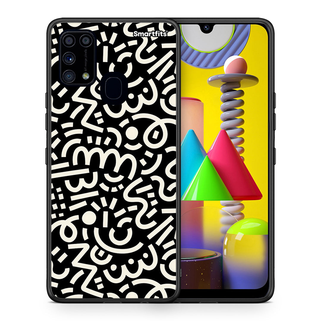 Θήκη Samsung M31 Doodle Art από τη Smartfits με σχέδιο στο πίσω μέρος και μαύρο περίβλημα | Samsung M31 Doodle Art case with colorful back and black bezels