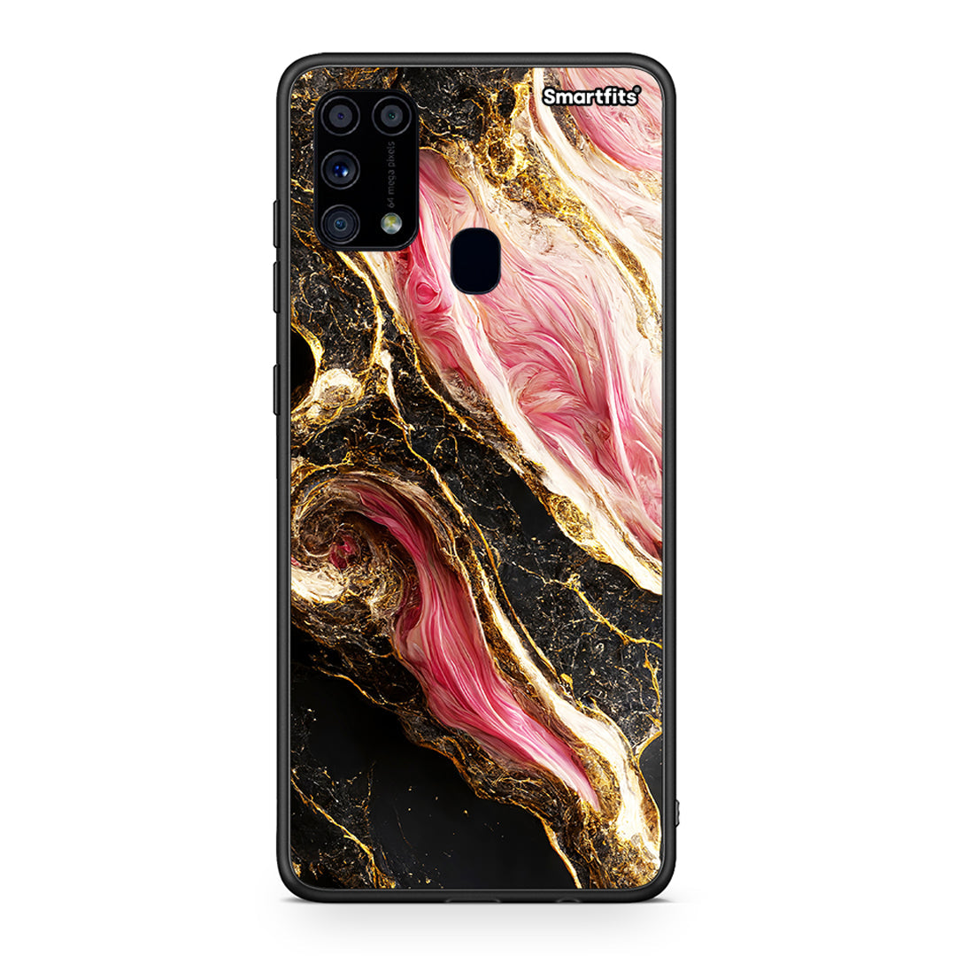 Samsung M31 Glamorous Pink Marble θήκη από τη Smartfits με σχέδιο στο πίσω μέρος και μαύρο περίβλημα | Smartphone case with colorful back and black bezels by Smartfits