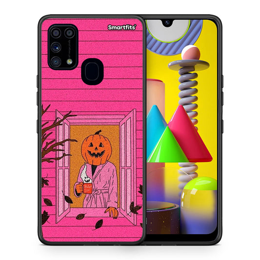 Θήκη Samsung M31 Halloween Pumpkin Lady από τη Smartfits με σχέδιο στο πίσω μέρος και μαύρο περίβλημα | Samsung M31 Halloween Pumpkin Lady case with colorful back and black bezels