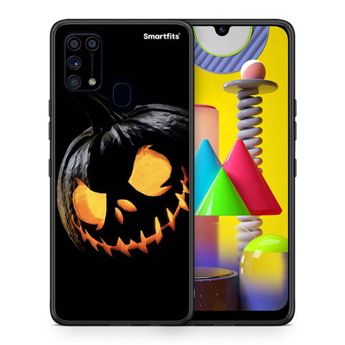 Θήκη Samsung M31 Halloween Scary Pumpkin από τη Smartfits με σχέδιο στο πίσω μέρος και μαύρο περίβλημα | Samsung M31 Halloween Scary Pumpkin case with colorful back and black bezels