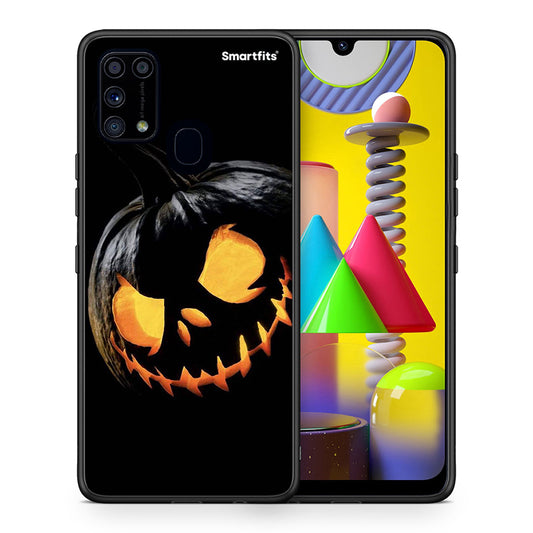 Θήκη Samsung M31 Halloween Scary Pumpkin από τη Smartfits με σχέδιο στο πίσω μέρος και μαύρο περίβλημα | Samsung M31 Halloween Scary Pumpkin case with colorful back and black bezels