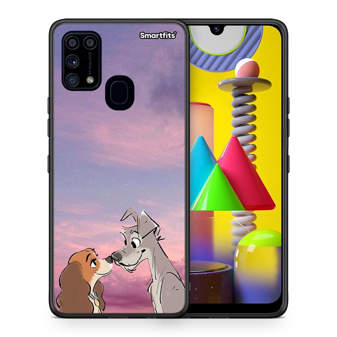 Θήκη Samsung M31 Lady And Tramp από τη Smartfits με σχέδιο στο πίσω μέρος και μαύρο περίβλημα | Samsung M31 Lady And Tramp case with colorful back and black bezels