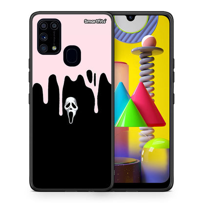 Θήκη Samsung M31 Melting Halloween Mask από τη Smartfits με σχέδιο στο πίσω μέρος και μαύρο περίβλημα | Samsung M31 Melting Halloween Mask case with colorful back and black bezels