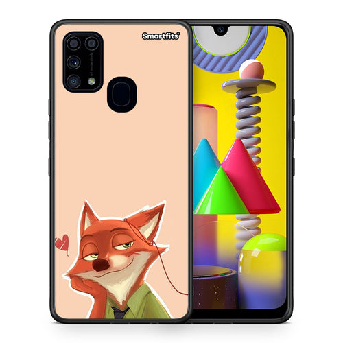 Θήκη Samsung M31 Nick Wilde And Judy Hopps Love 1 από τη Smartfits με σχέδιο στο πίσω μέρος και μαύρο περίβλημα | Samsung M31 Nick Wilde And Judy Hopps Love 1 case with colorful back and black bezels