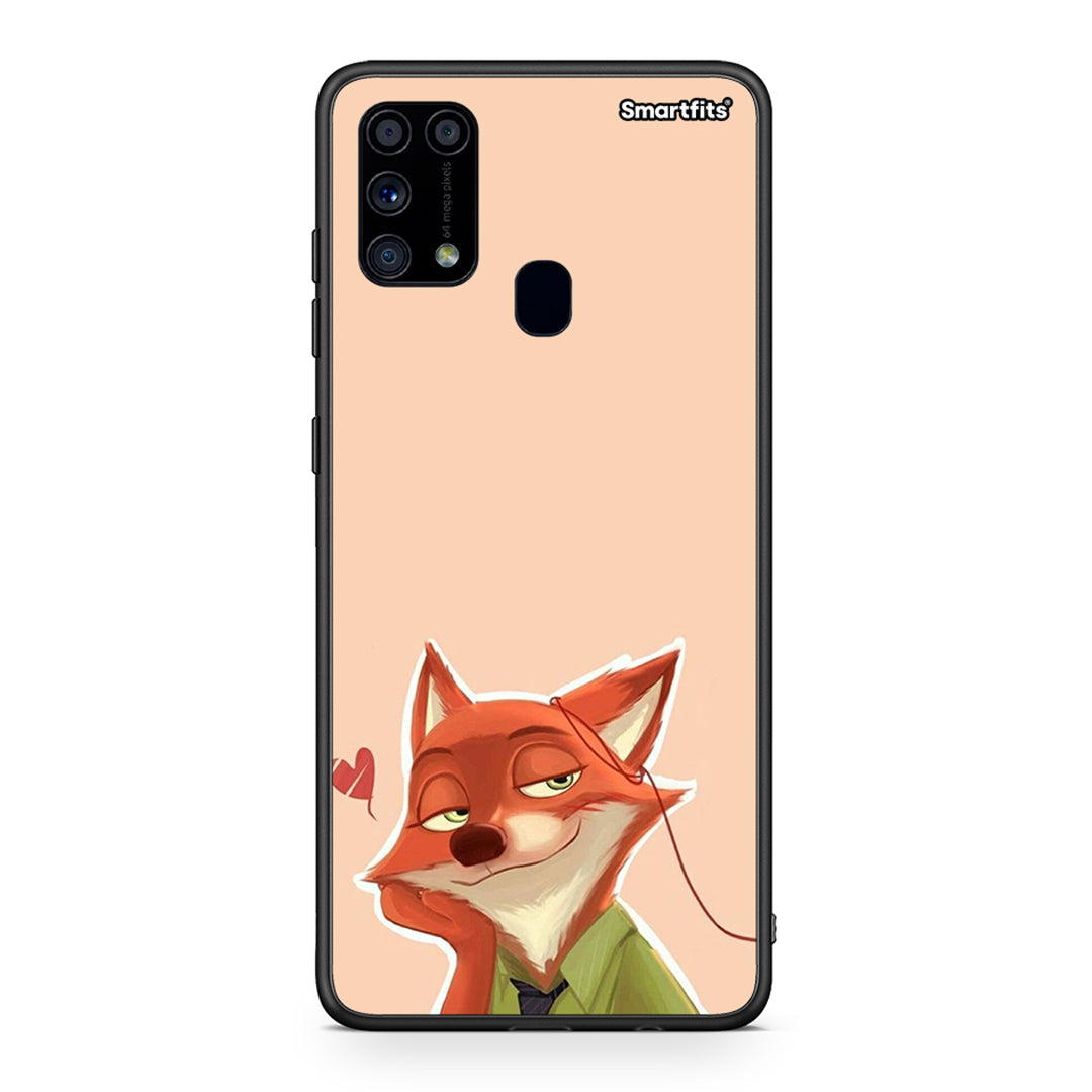 Samsung M31 Nick Wilde And Judy Hopps Love 1 θήκη από τη Smartfits με σχέδιο στο πίσω μέρος και μαύρο περίβλημα | Smartphone case with colorful back and black bezels by Smartfits