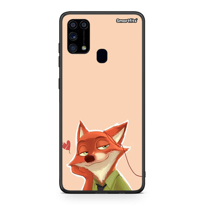 Samsung M31 Nick Wilde And Judy Hopps Love 1 θήκη από τη Smartfits με σχέδιο στο πίσω μέρος και μαύρο περίβλημα | Smartphone case with colorful back and black bezels by Smartfits