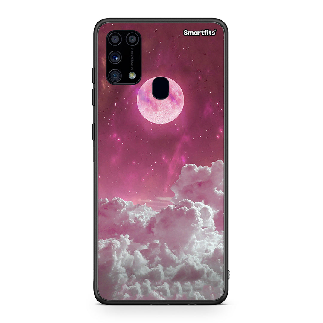 Samsung M31 Pink Moon θήκη από τη Smartfits με σχέδιο στο πίσω μέρος και μαύρο περίβλημα | Smartphone case with colorful back and black bezels by Smartfits