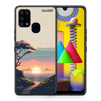 Thumbnail for Θήκη Samsung M31 Pixel Sunset από τη Smartfits με σχέδιο στο πίσω μέρος και μαύρο περίβλημα | Samsung M31 Pixel Sunset case with colorful back and black bezels