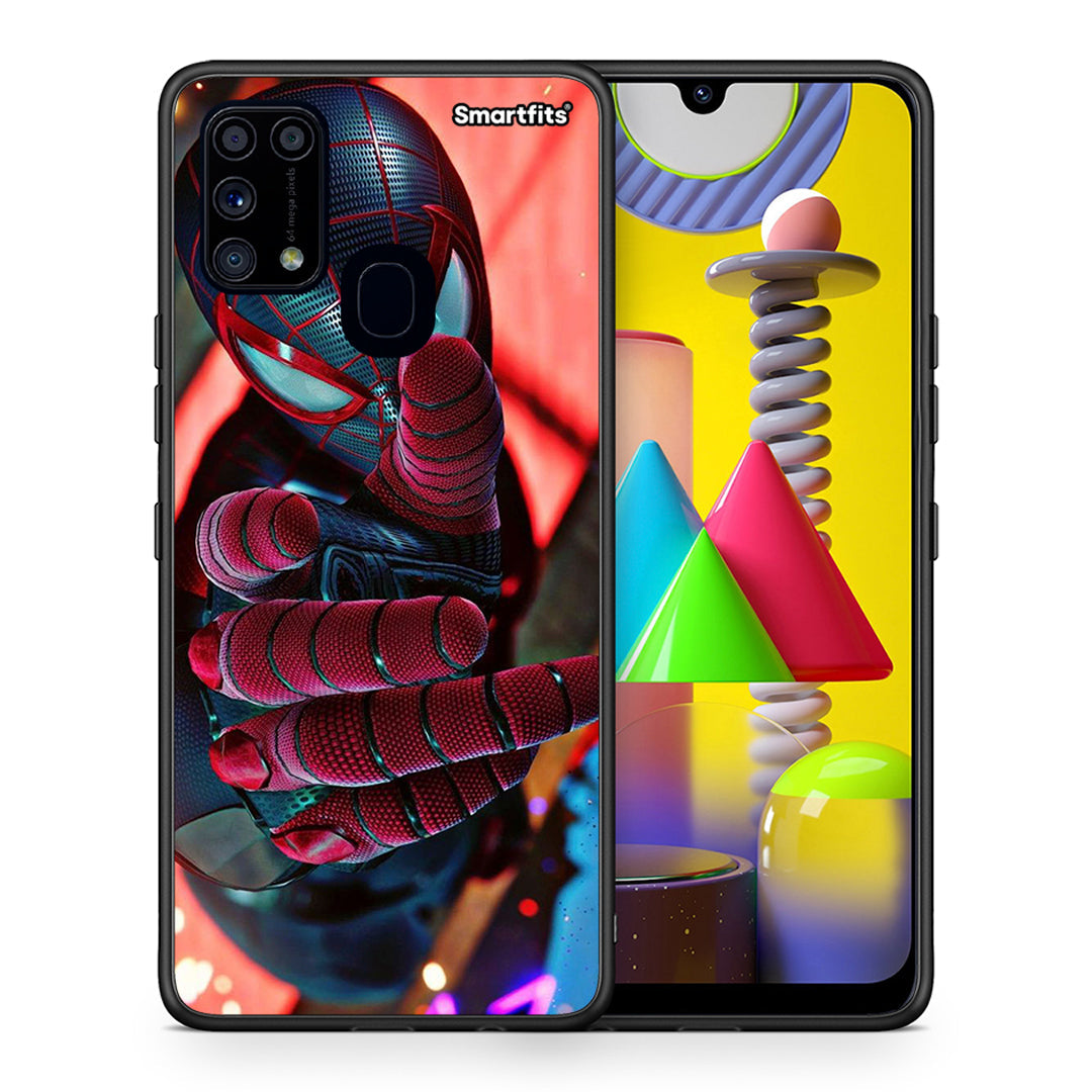 Θήκη Samsung M31 Spider Hand από τη Smartfits με σχέδιο στο πίσω μέρος και μαύρο περίβλημα | Samsung M31 Spider Hand case with colorful back and black bezels