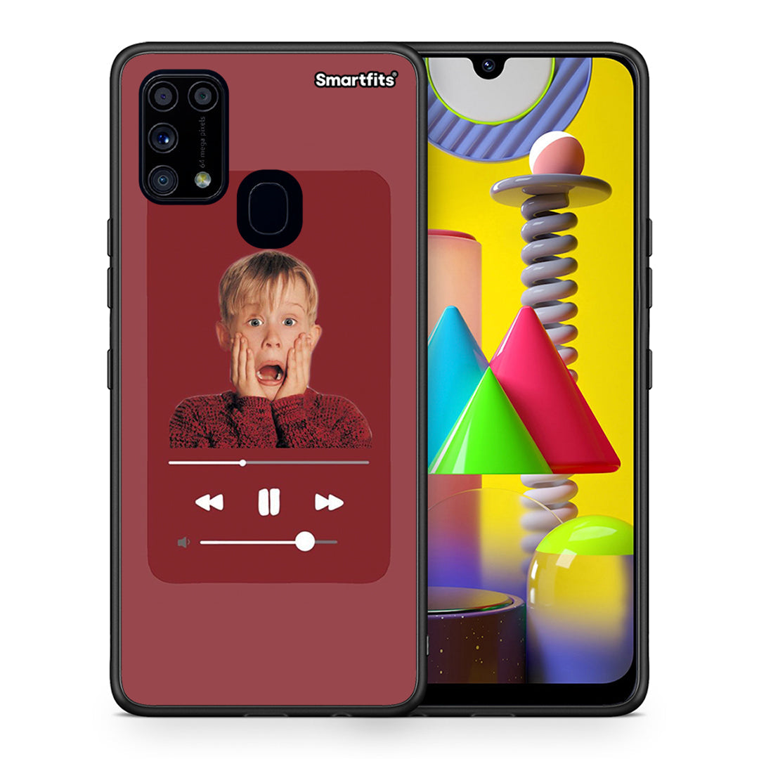 Θήκη Samsung M31 Xmas Alone Music από τη Smartfits με σχέδιο στο πίσω μέρος και μαύρο περίβλημα | Samsung M31 Xmas Alone Music case with colorful back and black bezels