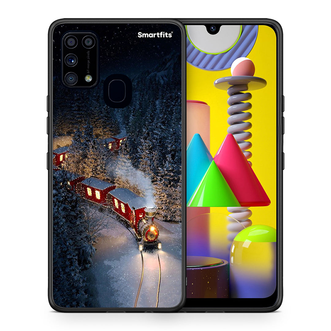 Θήκη Samsung M31 Xmas Train από τη Smartfits με σχέδιο στο πίσω μέρος και μαύρο περίβλημα | Samsung M31 Xmas Train case with colorful back and black bezels