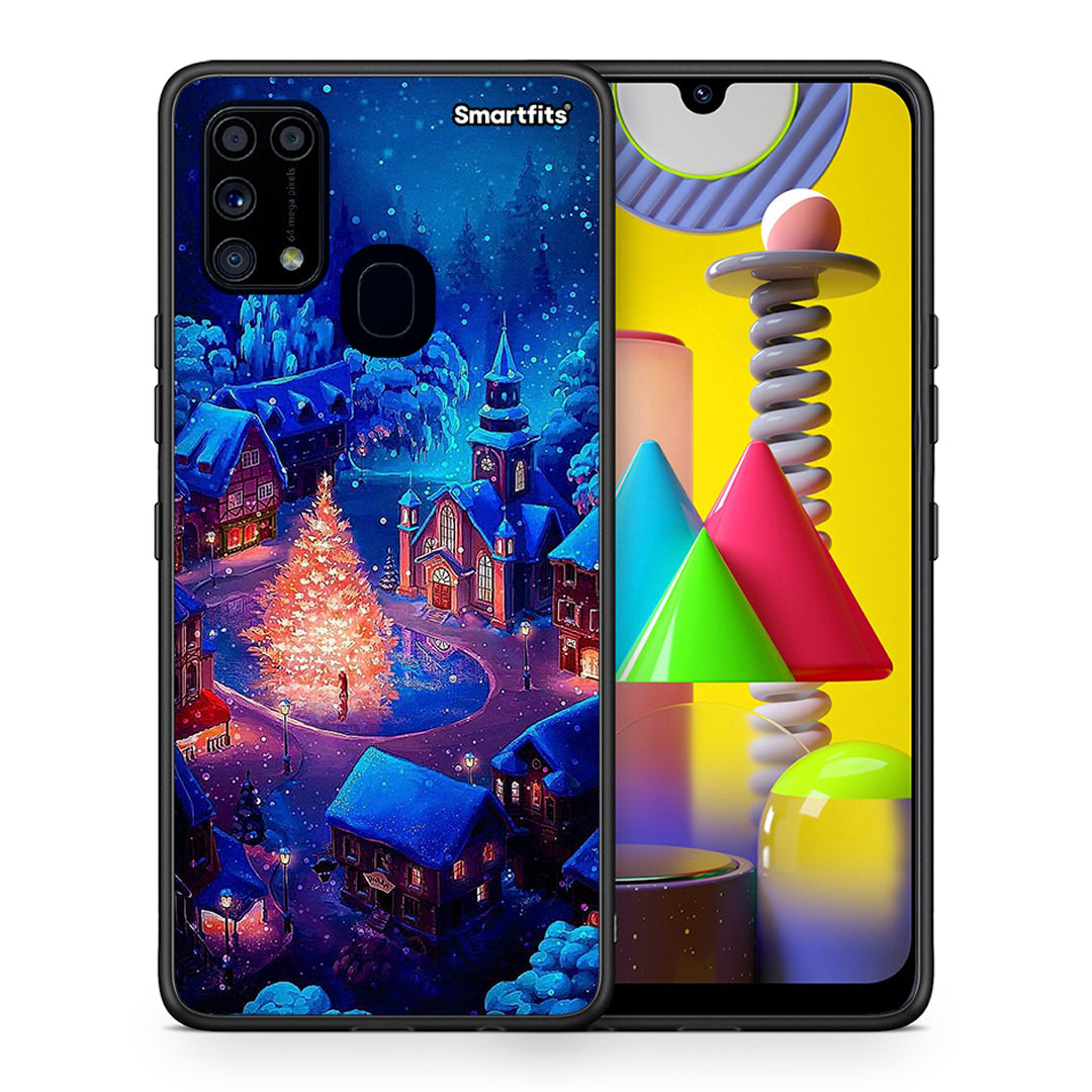 Θήκη Samsung M31 Xmas Village από τη Smartfits με σχέδιο στο πίσω μέρος και μαύρο περίβλημα | Samsung M31 Xmas Village case with colorful back and black bezels