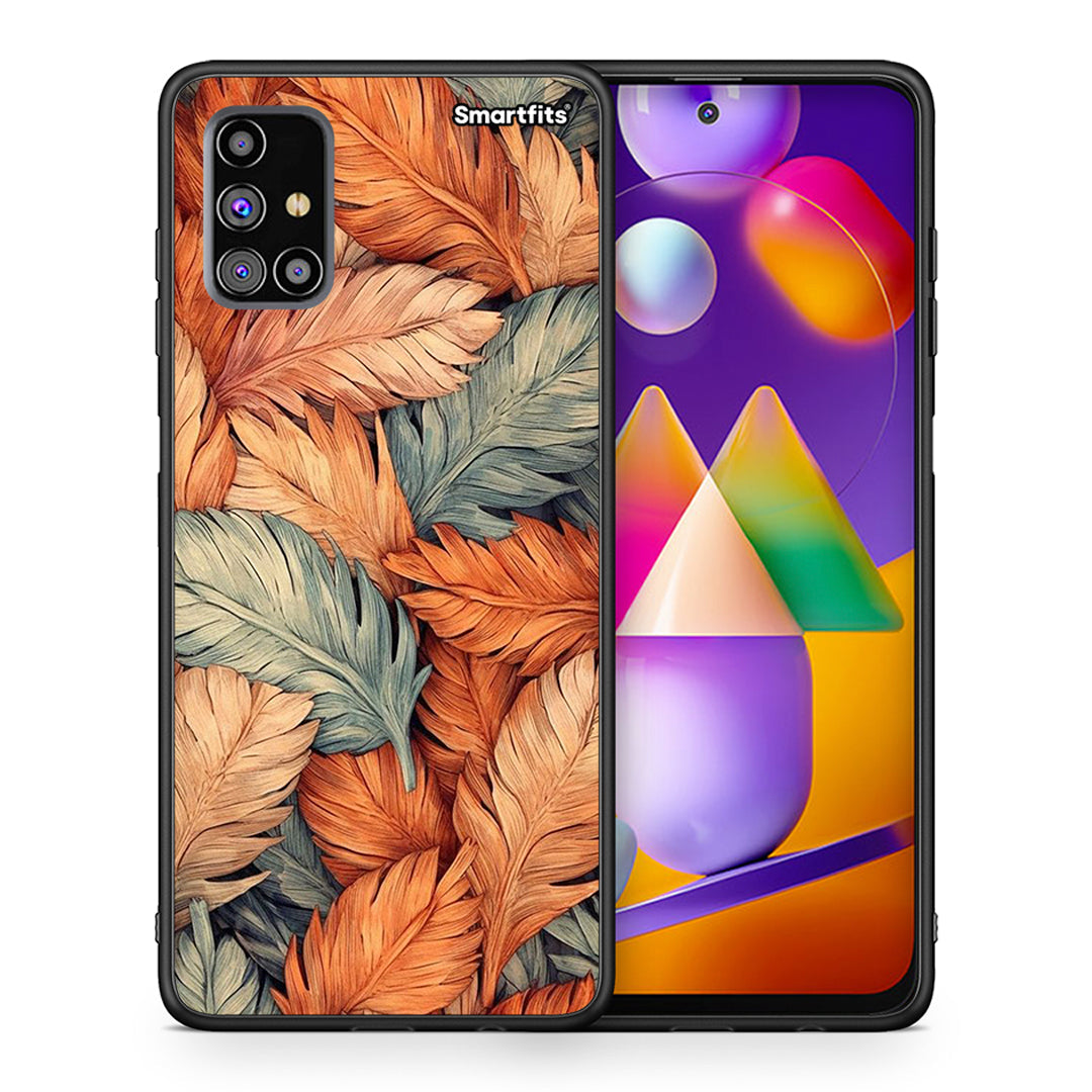 Θήκη Samsung M31s Autumn Leaves από τη Smartfits με σχέδιο στο πίσω μέρος και μαύρο περίβλημα | Samsung M31s Autumn Leaves case with colorful back and black bezels