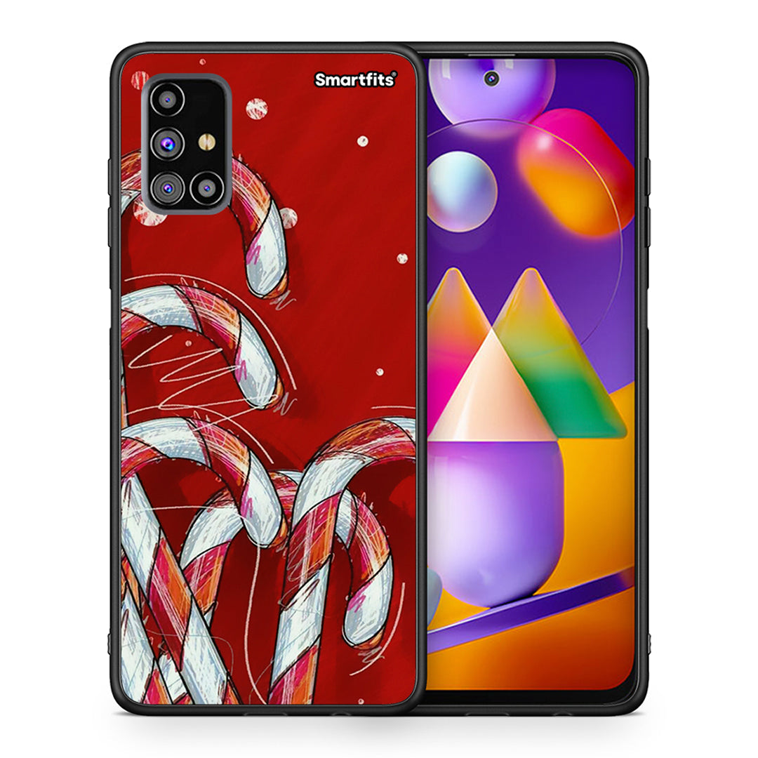 Θήκη Samsung M31s Candy Cane από τη Smartfits με σχέδιο στο πίσω μέρος και μαύρο περίβλημα | Samsung M31s Candy Cane case with colorful back and black bezels