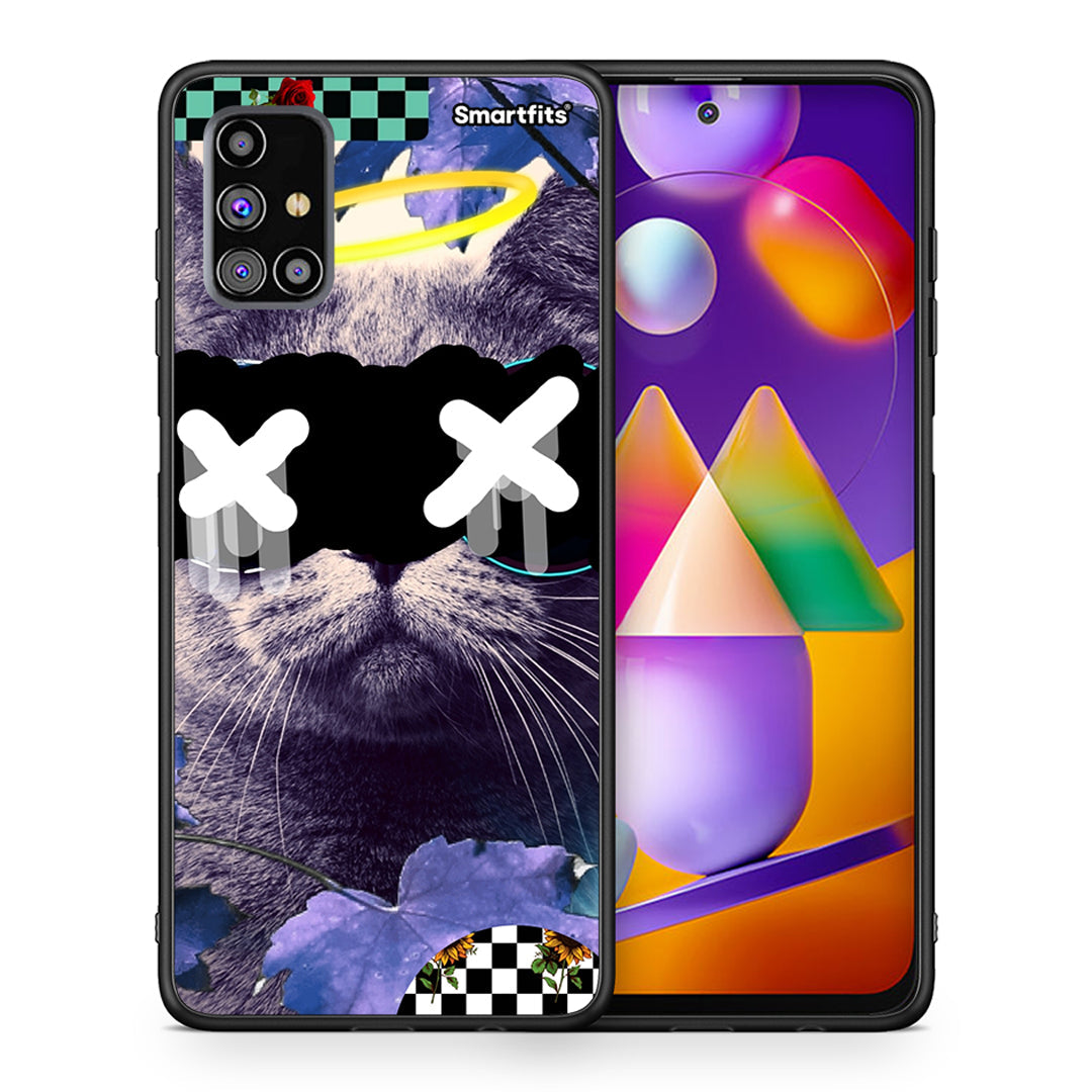 Θήκη Samsung M31s Cat Collage από τη Smartfits με σχέδιο στο πίσω μέρος και μαύρο περίβλημα | Samsung M31s Cat Collage case with colorful back and black bezels