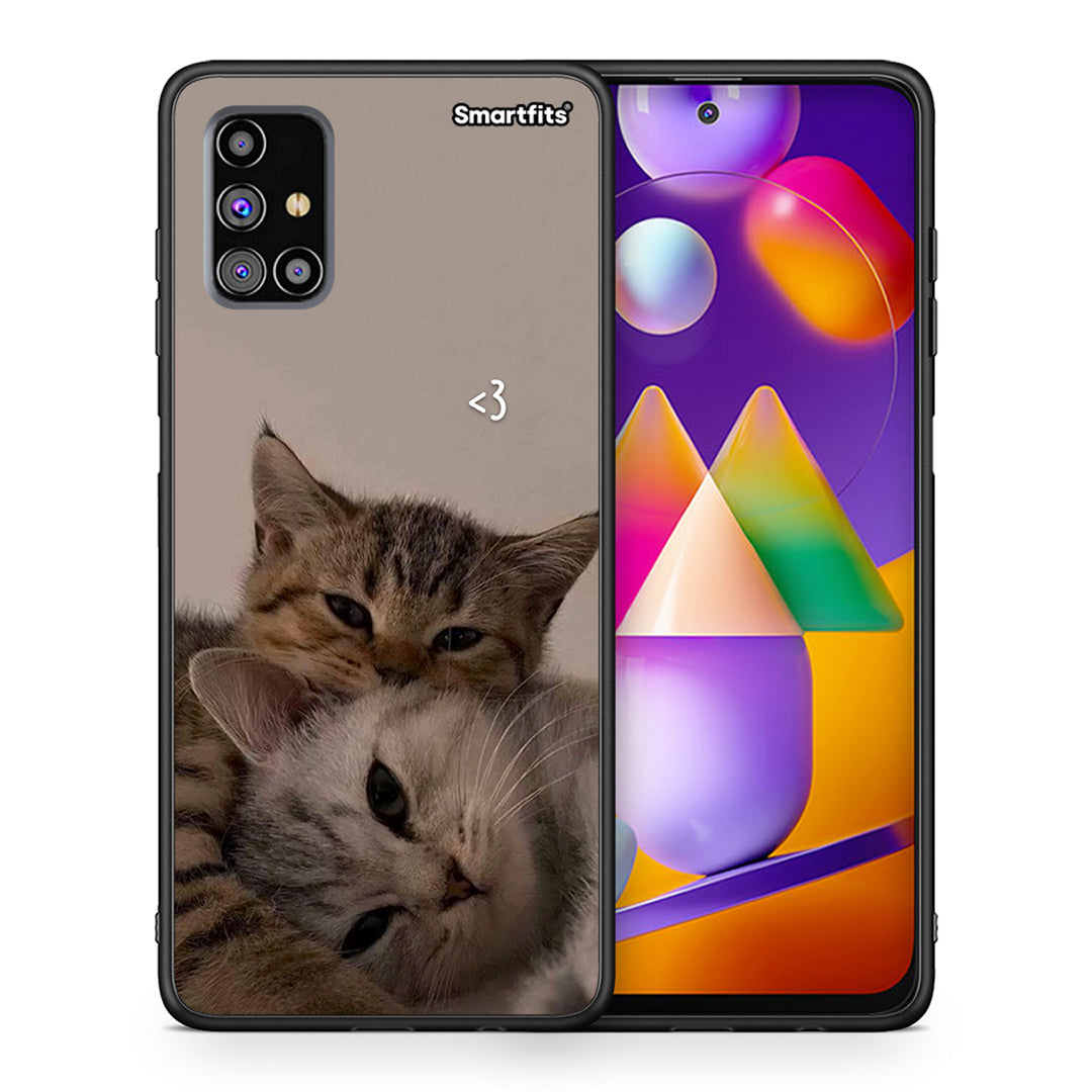 Θήκη Samsung M31s Cats In Love από τη Smartfits με σχέδιο στο πίσω μέρος και μαύρο περίβλημα | Samsung M31s Cats In Love case with colorful back and black bezels