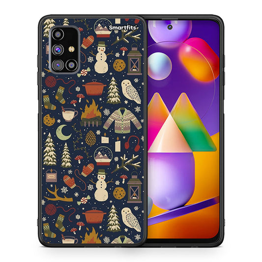 Θήκη Samsung M31s Christmas Elements από τη Smartfits με σχέδιο στο πίσω μέρος και μαύρο περίβλημα | Samsung M31s Christmas Elements case with colorful back and black bezels