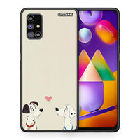 Thumbnail for Θήκη Samsung M31s Dalmatians Love από τη Smartfits με σχέδιο στο πίσω μέρος και μαύρο περίβλημα | Samsung M31s Dalmatians Love case with colorful back and black bezels