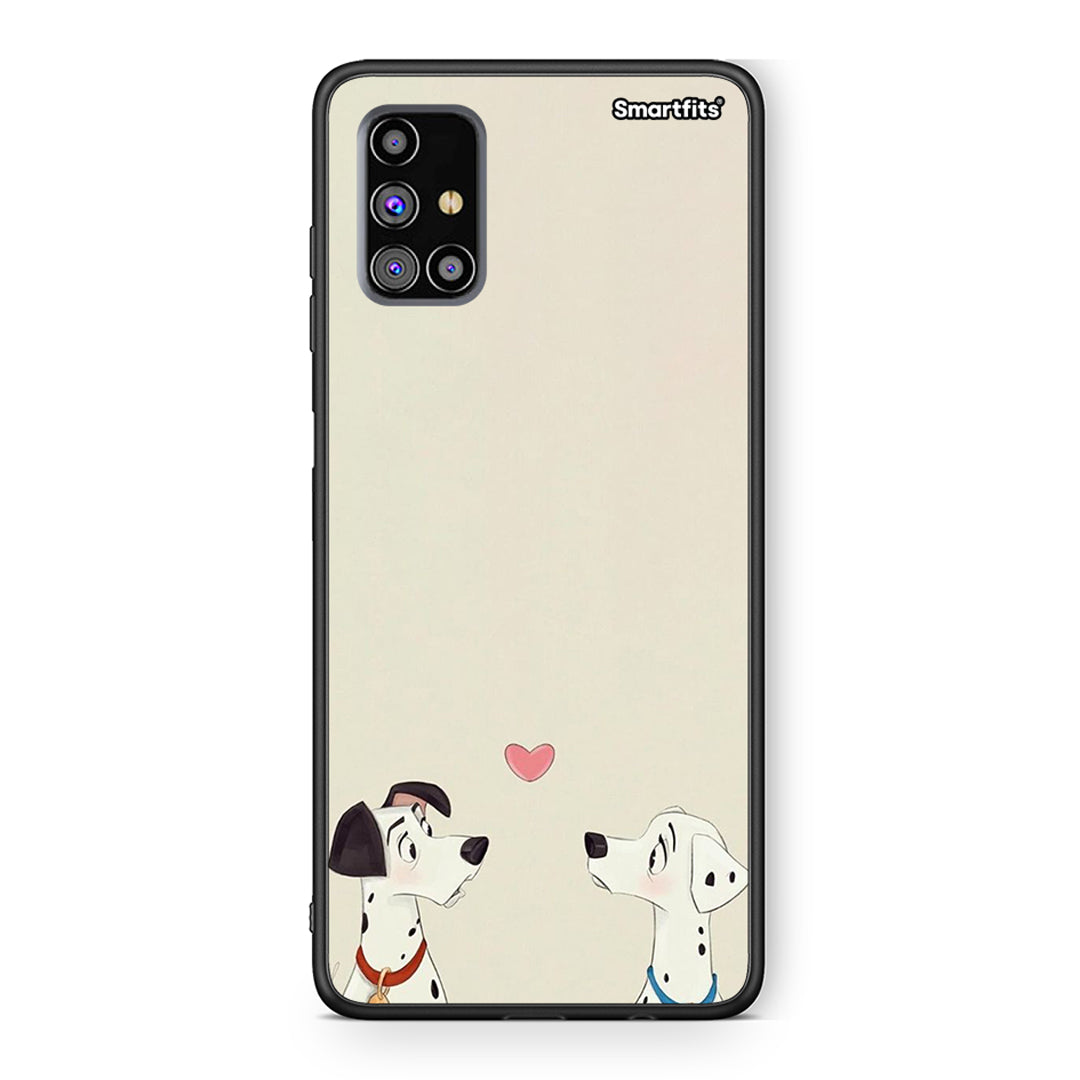 Samsung M31s Dalmatians Love θήκη από τη Smartfits με σχέδιο στο πίσω μέρος και μαύρο περίβλημα | Smartphone case with colorful back and black bezels by Smartfits