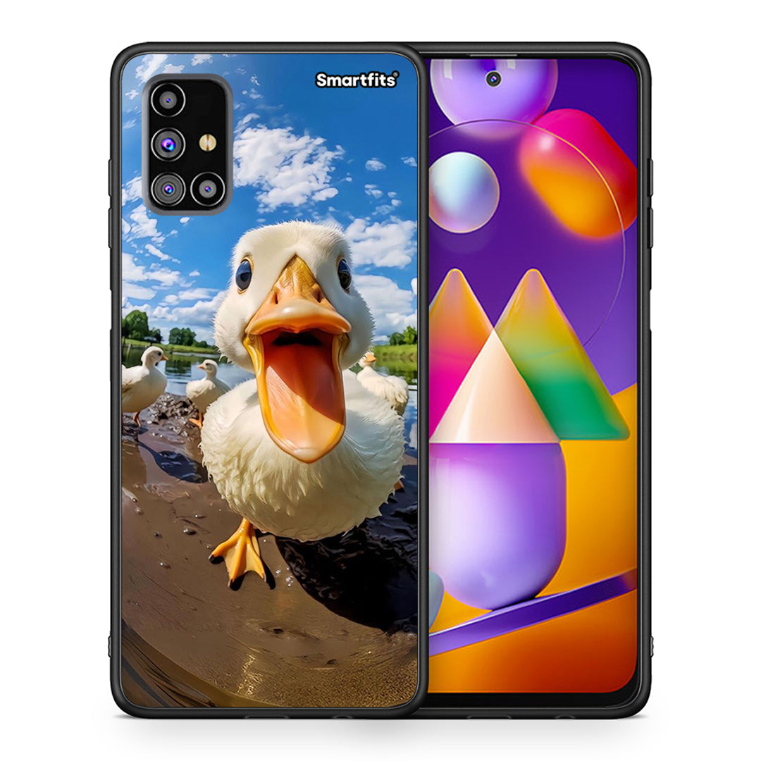 Θήκη Samsung M31s Duck Face από τη Smartfits με σχέδιο στο πίσω μέρος και μαύρο περίβλημα | Samsung M31s Duck Face case with colorful back and black bezels