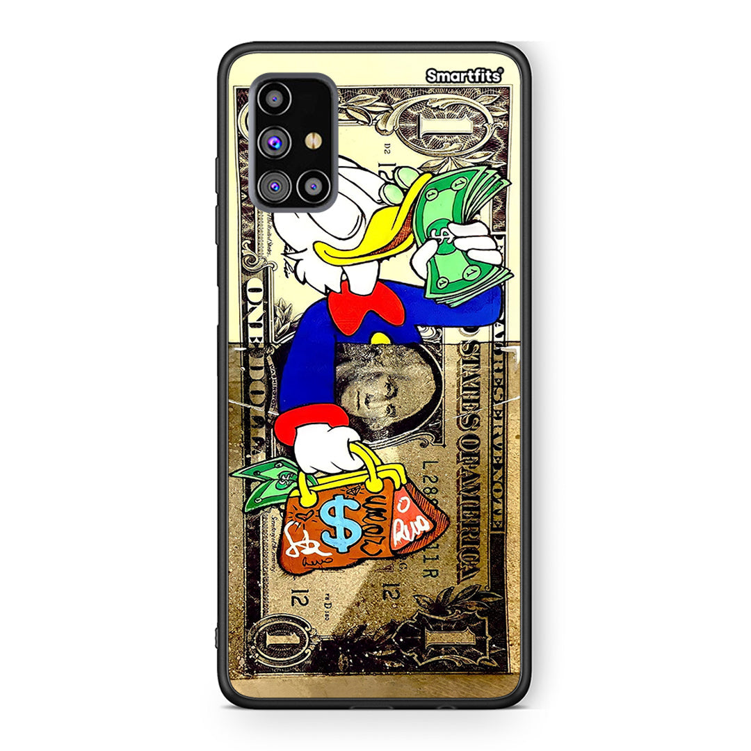 Samsung M31s Duck Money Θήκη από τη Smartfits με σχέδιο στο πίσω μέρος και μαύρο περίβλημα | Smartphone case with colorful back and black bezels by Smartfits