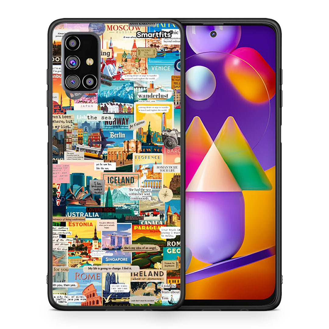 Θήκη Samsung M31s Live To Travel από τη Smartfits με σχέδιο στο πίσω μέρος και μαύρο περίβλημα | Samsung M31s Live To Travel case with colorful back and black bezels