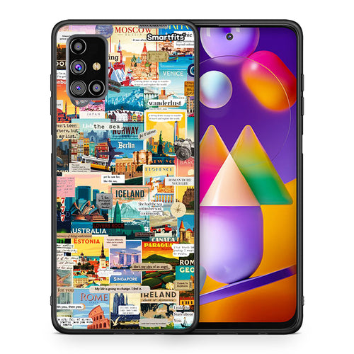 Θήκη Samsung M31s Live To Travel από τη Smartfits με σχέδιο στο πίσω μέρος και μαύρο περίβλημα | Samsung M31s Live To Travel case with colorful back and black bezels