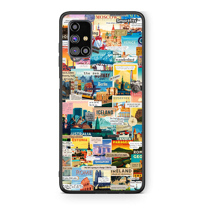 Samsung M31s Live To Travel θήκη από τη Smartfits με σχέδιο στο πίσω μέρος και μαύρο περίβλημα | Smartphone case with colorful back and black bezels by Smartfits
