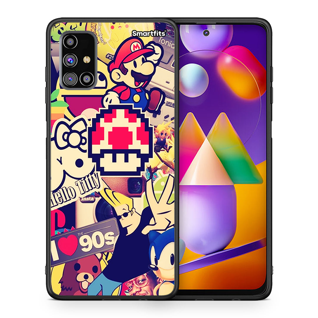 Θήκη Samsung M31s Love The 90s από τη Smartfits με σχέδιο στο πίσω μέρος και μαύρο περίβλημα | Samsung M31s Love The 90s case with colorful back and black bezels