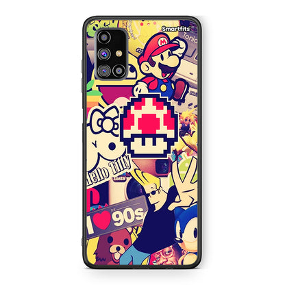 Samsung M31s Love The 90s θήκη από τη Smartfits με σχέδιο στο πίσω μέρος και μαύρο περίβλημα | Smartphone case with colorful back and black bezels by Smartfits