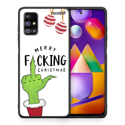 Θήκη Samsung M31s Merry F Xmas από τη Smartfits με σχέδιο στο πίσω μέρος και μαύρο περίβλημα | Samsung M31s Merry F Xmas case with colorful back and black bezels