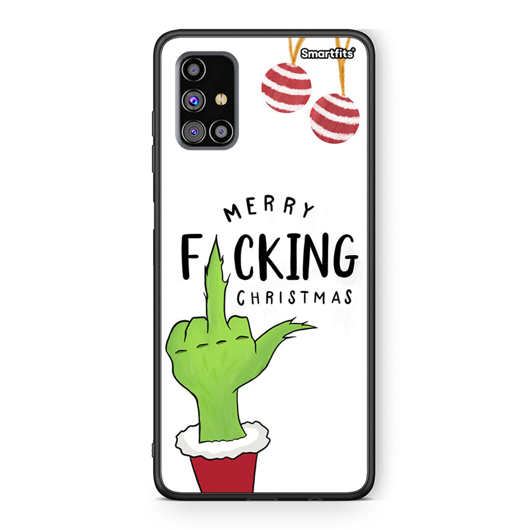 Samsung M31s Merry F Xmas θήκη από τη Smartfits με σχέδιο στο πίσω μέρος και μαύρο περίβλημα | Smartphone case with colorful back and black bezels by Smartfits