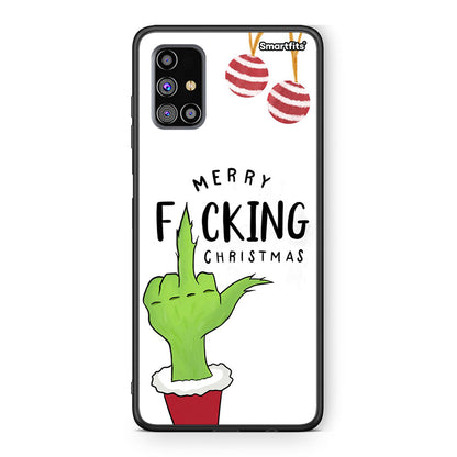 Samsung M31s Merry F Xmas θήκη από τη Smartfits με σχέδιο στο πίσω μέρος και μαύρο περίβλημα | Smartphone case with colorful back and black bezels by Smartfits